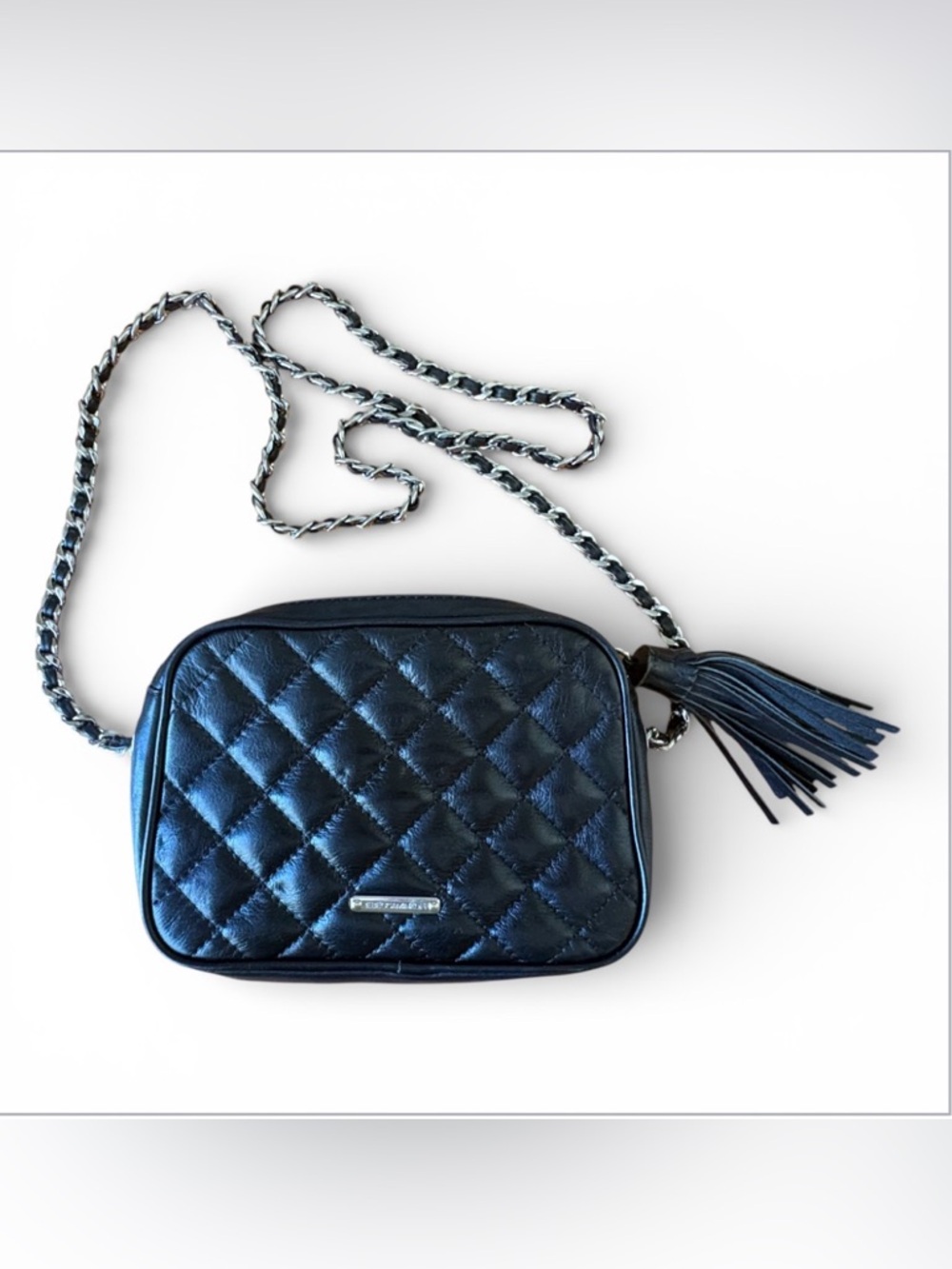 Rebecca Minkoff Black Quilted Crossbody Bag with Tassel
